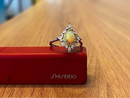 925 silver natural Opal ring brand new princess design gift for her adjustable