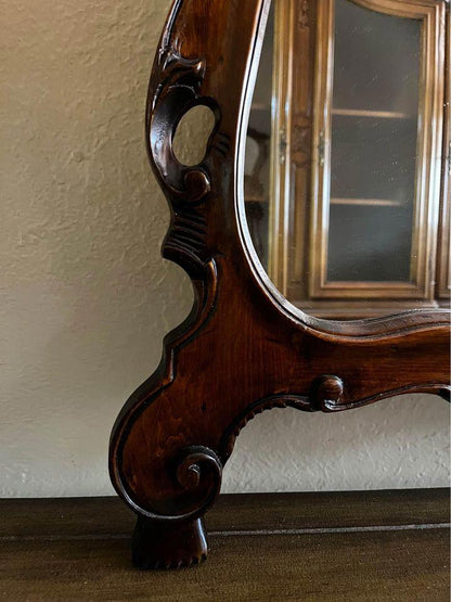 Antique timber frame rococo wall mirror