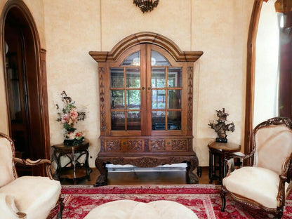 Impressive vintage display cabinet 3 parts easy move solid timber 238x165x80 cm