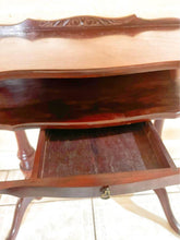 Load image into Gallery viewer, Mahogany hall stand Telephone table end table bedside table brass paws antique
