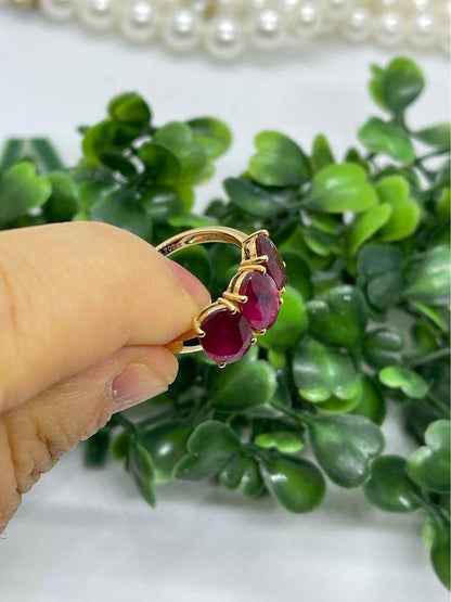 Natural Ruby 18k Glod ring three stones birthday gift for her 4.71ct for $999