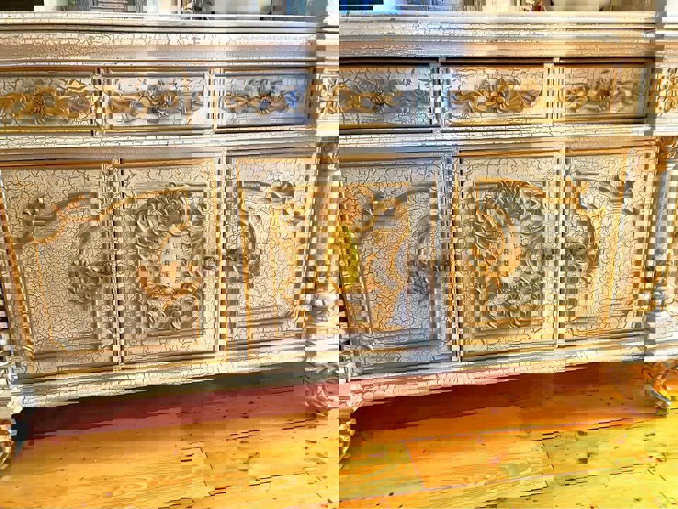 antique white large bookshelf sideboard buffet display cabinet wall unit