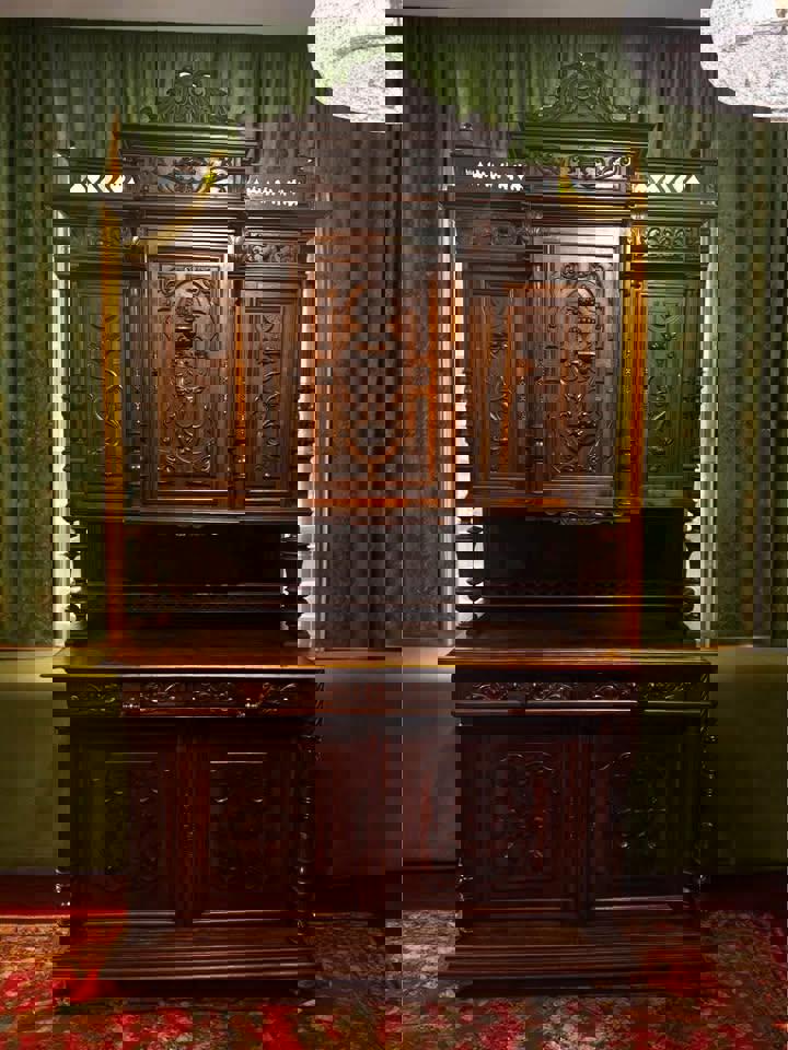 Antique Henry II wall unit sideboard buffet 1800s excellent condition