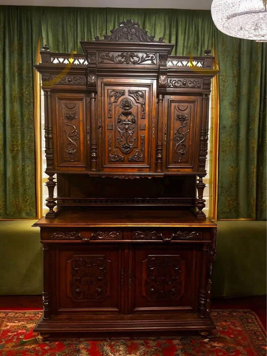 Antique Henry II wall unit sideboard buffet 1800s excellent condition