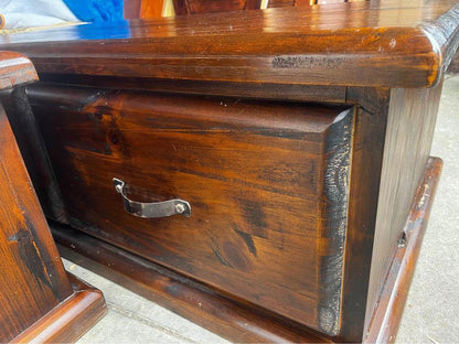 Rustic solid timber beside tables $300 for a pair and large coffee table $400