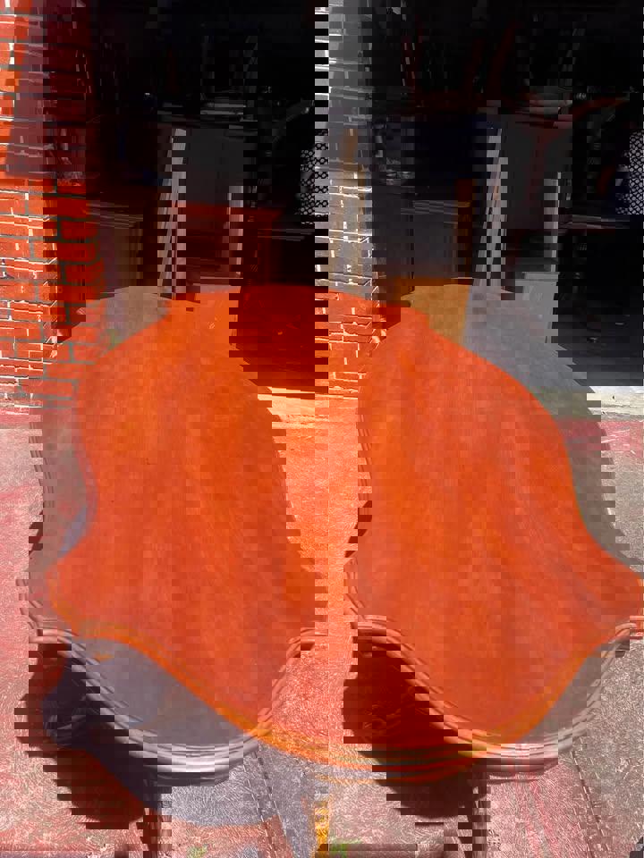 Antique solid timber oval shape dining table 175x 108x76 cm with 6 chairs