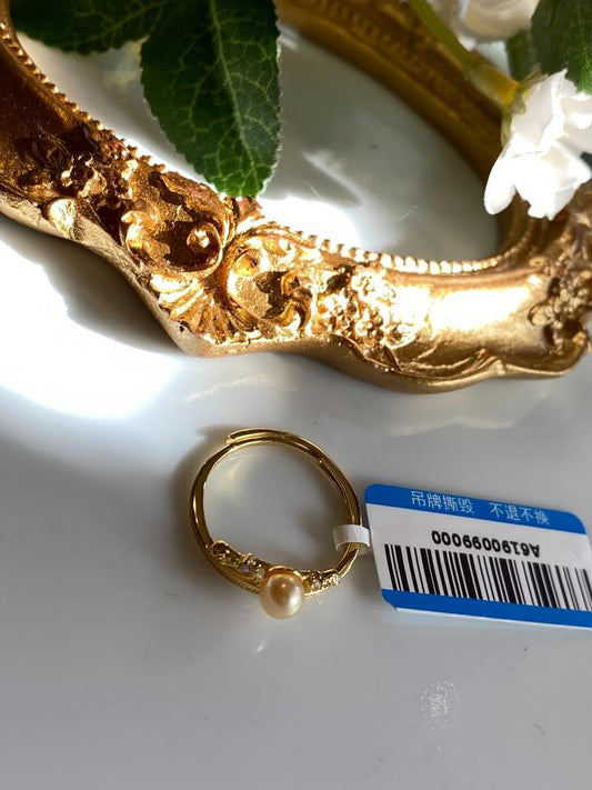 Natural South Sea golden pearl ring in s925 adjustable