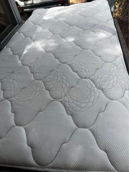 Antique steel single bed frame with wheels solid timber slats and