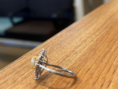 925 silver natural Opal ring brand new princess design gift for her adjustable