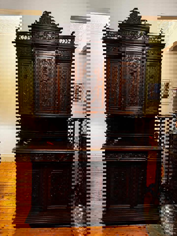 Antique Henry II wall unit sideboard buffet 1800s excellent condition