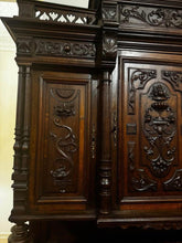 Load image into Gallery viewer, Antique Henry II wall unit sideboard buffet 1800s excellent condition
