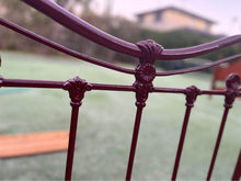 Load image into Gallery viewer, Antique steel single bed frame with wheels solid timber slats and
