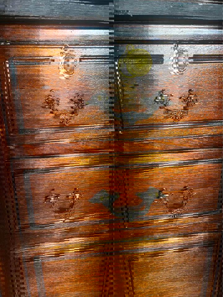 Antique 80 years+ walnut solid timber desk excellent condition pure brass acce