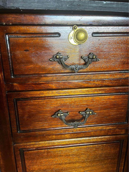 Antique 80 years+ walnut solid timber desk excellent condition pure brass acce