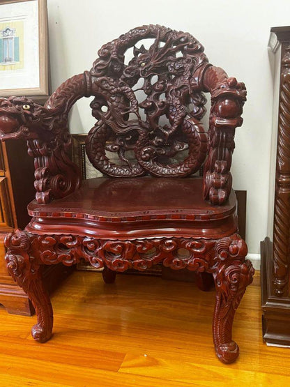 Antique Dragon chairs rosewood Qing dynasty with ivory eyes