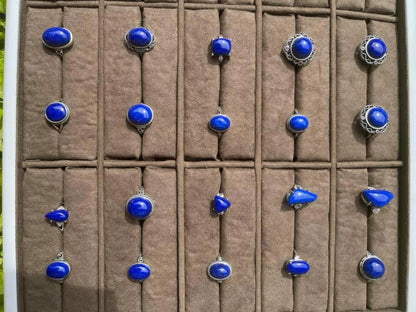 Afghan top quality lapis adjustable rings in 925 silver handmade each piece