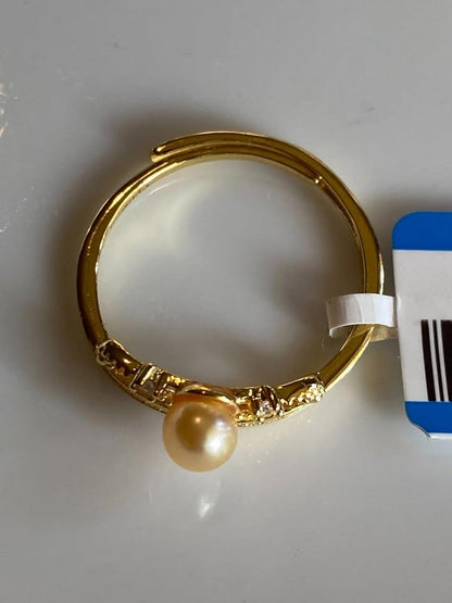 Natural South Sea golden pearl ring in s925 adjustable