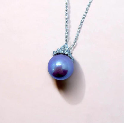 13mm S925 AAA Purple Freshwater Pearl Pendant with certificate
