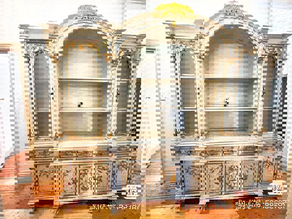 Impressive French antique white luxury extra large 2.68m bookshelf