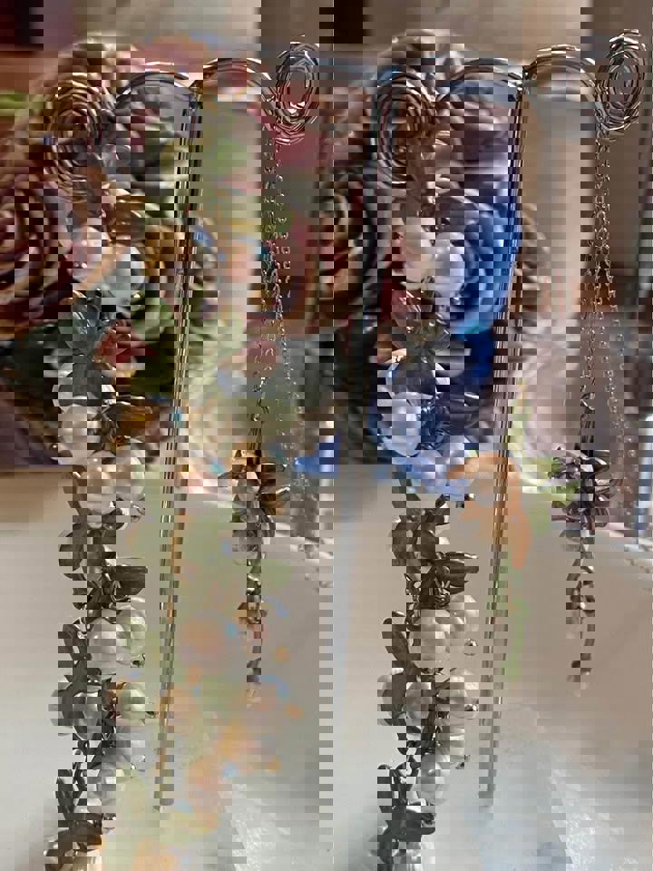 Handmade Women Lily Bell orchid Cultured Pearl Vintage Bracelets& pendent