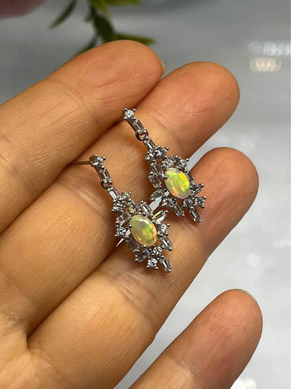 Natural Opal silver earrings last minute gift Christmas gift