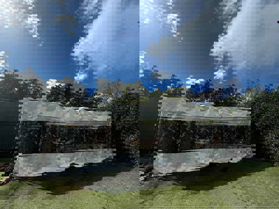 Extra heavy duty tent with wheels steel 3x9m temporary garage/storage/shed