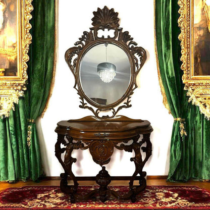 Elegant Vintage Carved Console Table with Mirror hall table