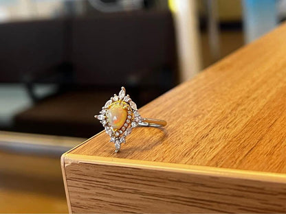 925 silver natural Opal ring brand new princess design gift for her adjustable