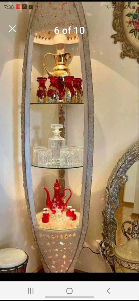 Unique white display glass shelf with LED light made in Italy