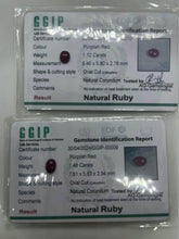 Load image into Gallery viewer, 1.12 Ct and 1.48 Ct  natural ruby from Kashmir region Purplish red with certif
