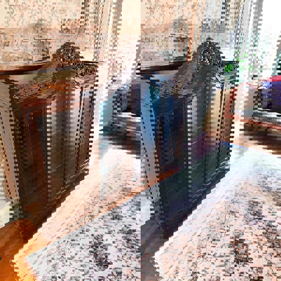 Chinese antique dragon and phoenix glass cabinet display cabinet 180x135x46cm