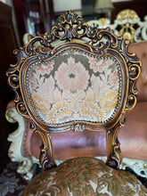 Load image into Gallery viewer, Beautiful baroque vintage dining chairs 6 pieces available solid strong
