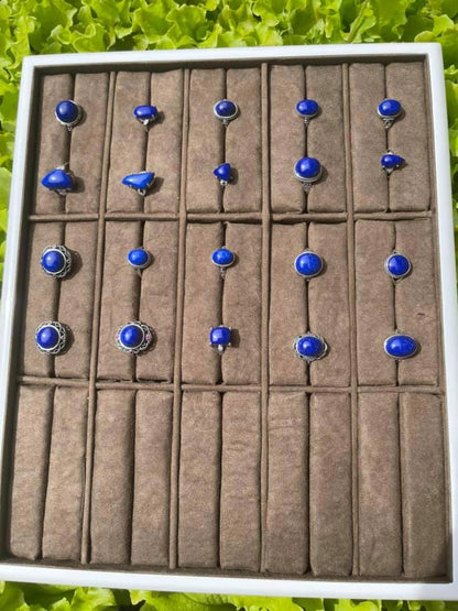 Afghan top quality lapis adjustable rings in 925 silver handmade each piece