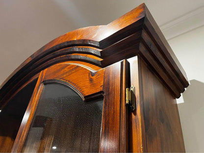 110x235x34cm tall crystal display cabinet book shelf mahogany solid timber