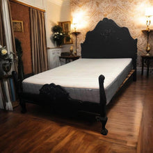 Load image into Gallery viewer, Elegant Vintage Black Bed Frame with Intricate Carvings double frame double bed
