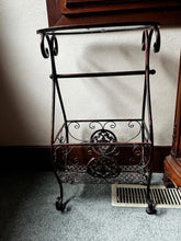 Load image into Gallery viewer, 65h x 34w x 22d cm brass vintage style magazine basket magazine table side table
