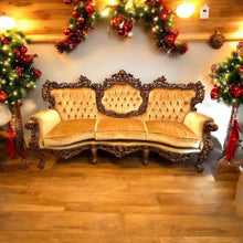 Load image into Gallery viewer, Baroque 3seat sofa brown vintage style  &amp; matching coffee table
