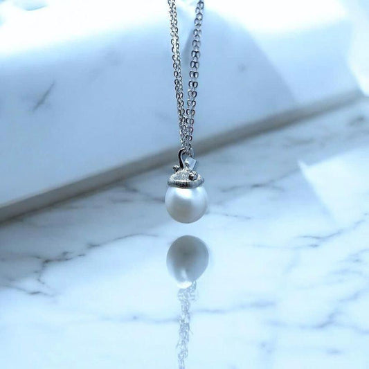 Natural South Sea White Pearl Pendant pine cone design in S925 with certificate