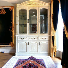 Load image into Gallery viewer, White antique style French cabinet tall boy chest of drawers full length mirror bedside tables

