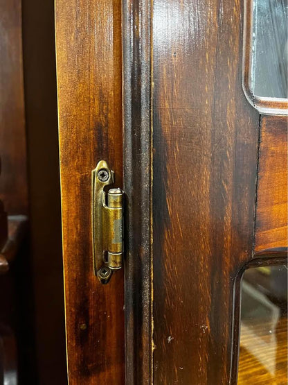 110x235x34cm tall crystal display cabinet book shelf mahogany solid timber