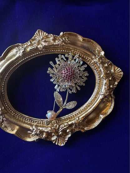 Vintage style natural pearl brooch earrings ring gold plated well made brand new