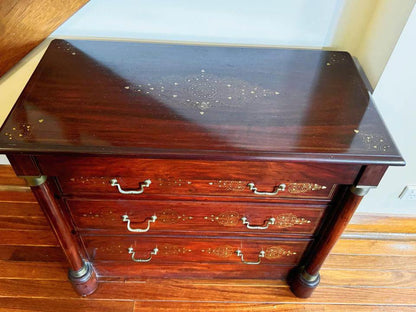 Antique European Brass Inlay Masterpiece cabinet sideboard hall stand hallway