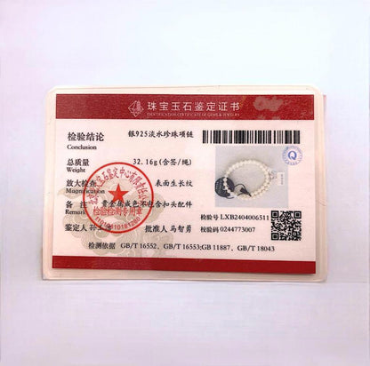 7-8mm S925 AAA Freshwater Pearl Necklace with certificate Christmas gift