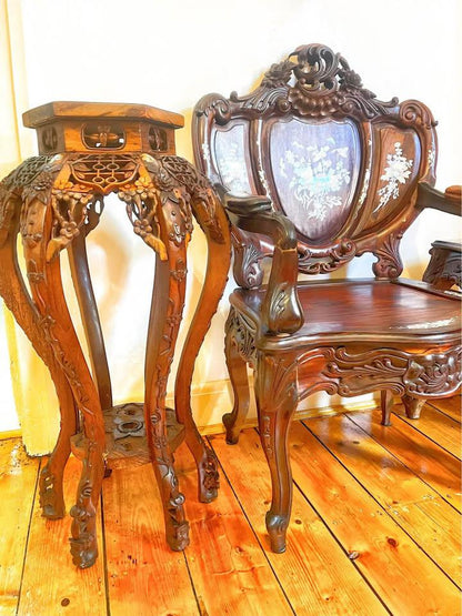 A set of Mother of Pearl Inlay Antique Chinese Armchairs 6 seats