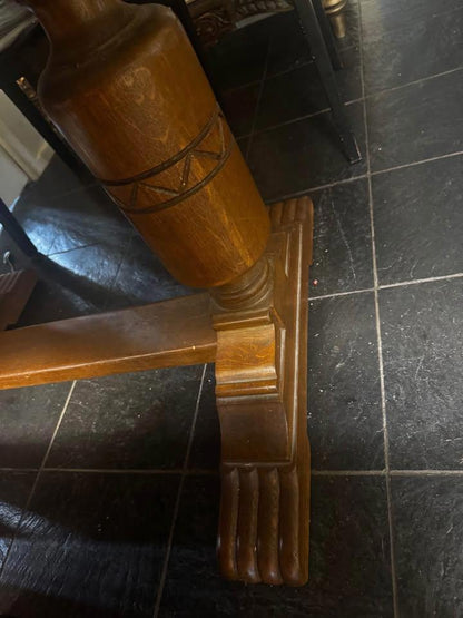 Antique small extended dining table solid timber with 4 chairs