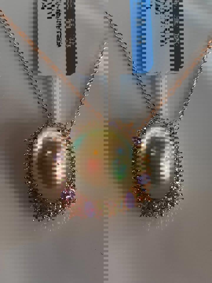 SouthSea gold natural pearl pendent earrings gold plated s925 silver ertificate