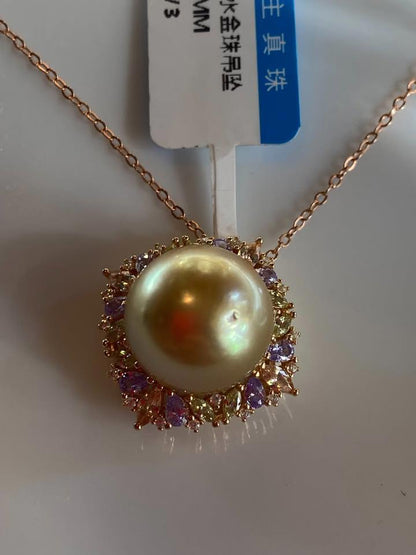 SouthSea gold natural pearl pendent earrings gold plated s925 silver ertificate