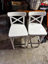 Load image into Gallery viewer, 4 white high chairs bar stools solid timber

