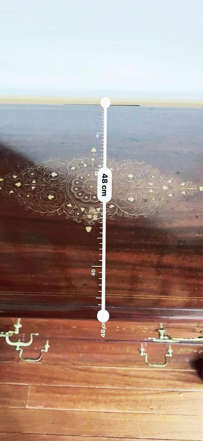 Antique European Brass Inlay Masterpiece cabinet sideboard hall stand hallway