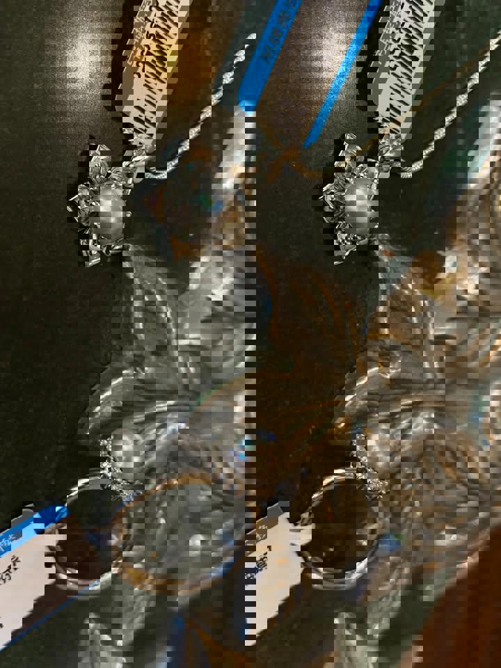 AKOYA natural sea water pearl ring and pendant set in s925 silver